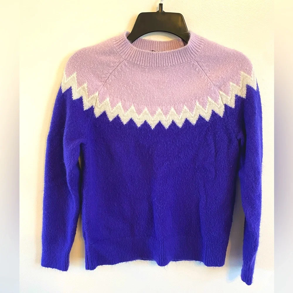 Ann Taylor Fair Isle Crewneck Wool Blended Sweater